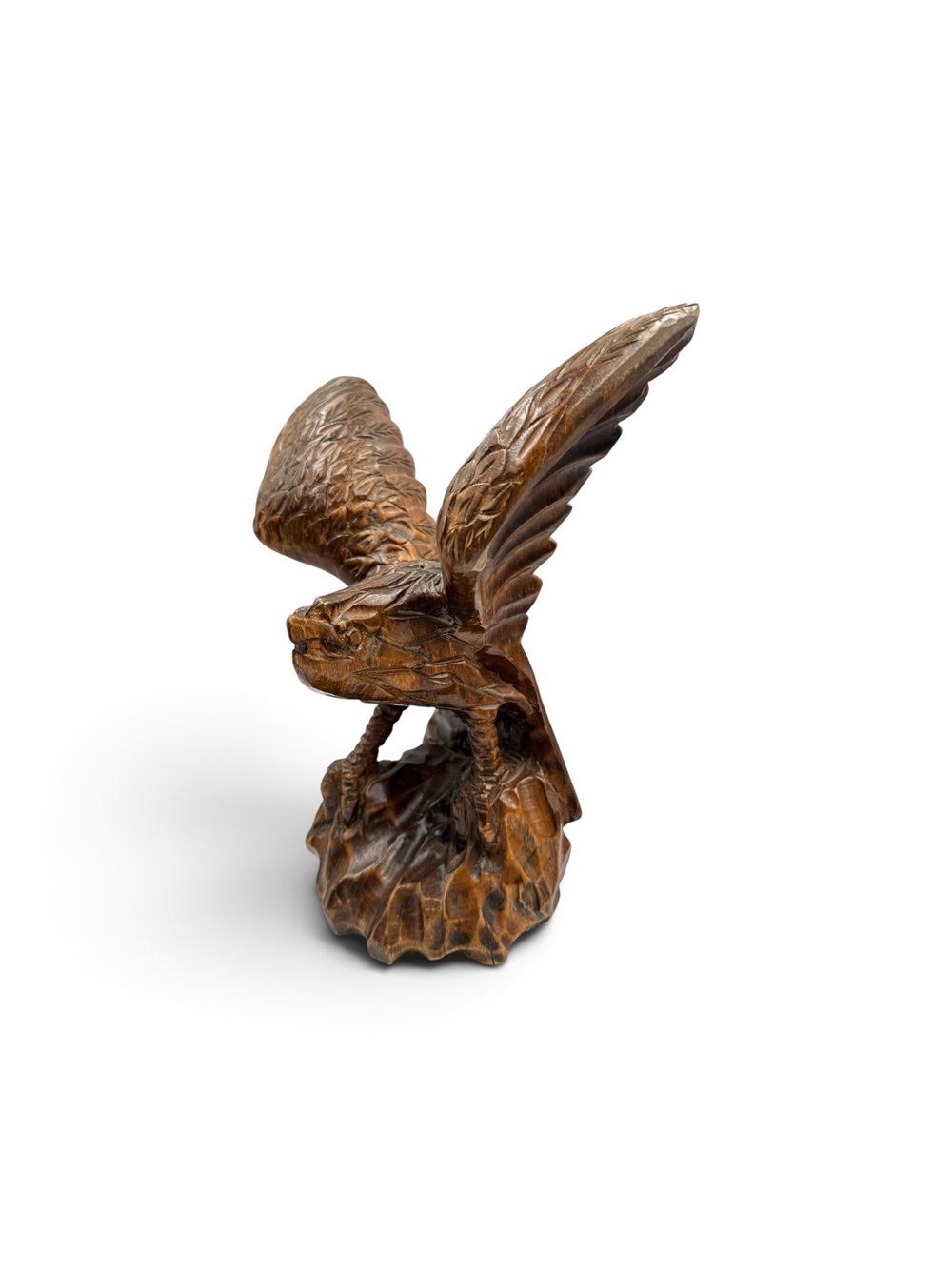 Vintage Alaskan Hand Carved Wooden Eagle Statue Folk Art Sculpture 13”